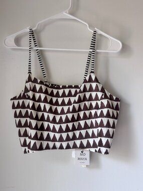 Mo Maya Tara Bra Top Geometric Print Handmade Cami - NWT Size L/XL